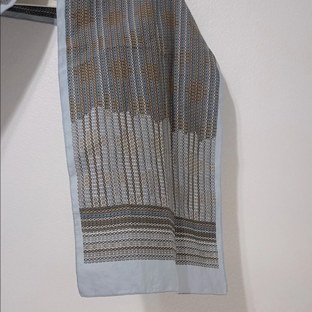Elegant Blue and Brown Patterned Scarf Vintage